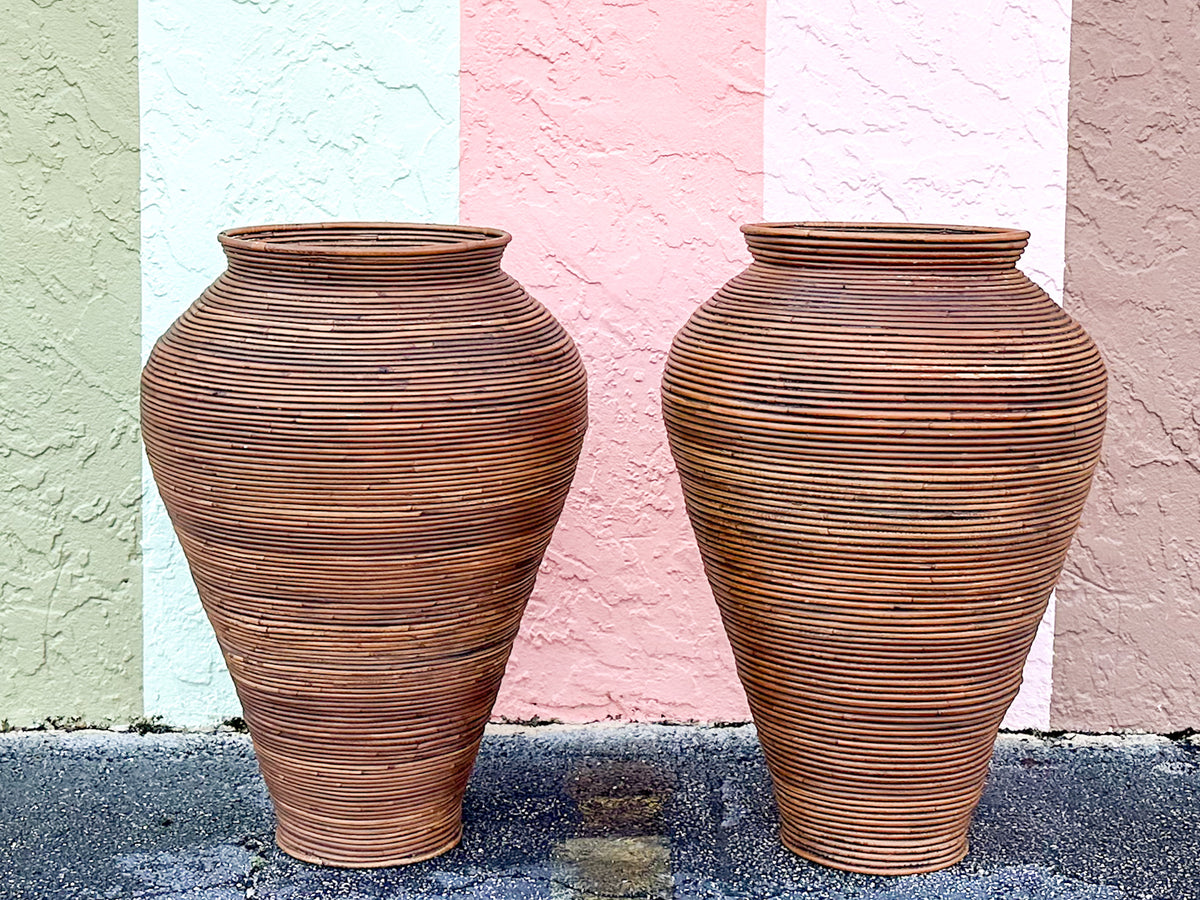 Pair of Large Pencil Reed Vases