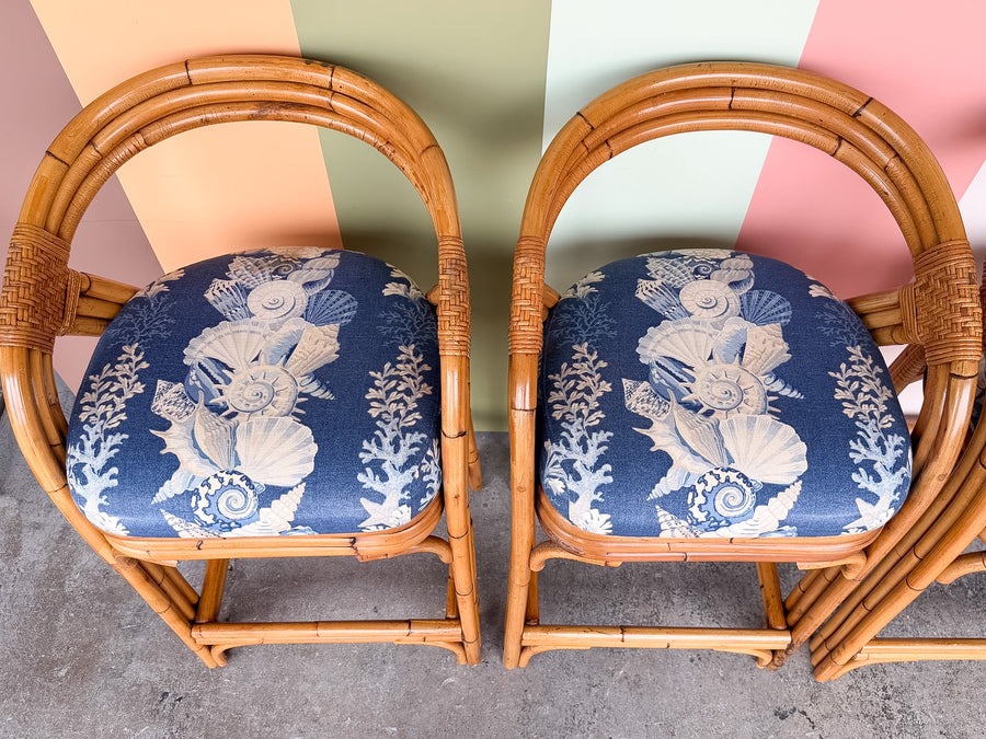 Set of Four Rattan Bar Stools
