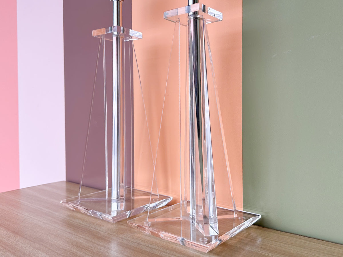 Pair of MCM Lucite Lamps