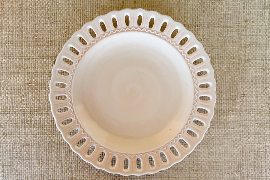 Set of Sixteen Peachy Pierced Salad Plates