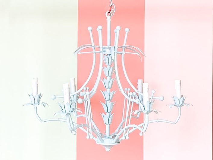 Newly Painted Faux Bamboo Tole Chandelier
