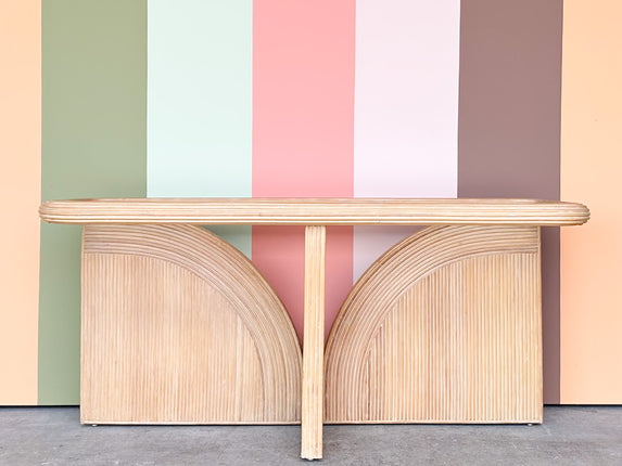Pencil Reed Rattan Curved Console