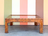 Walnut and Burl Wood Faux Bamboo Coffee Table
