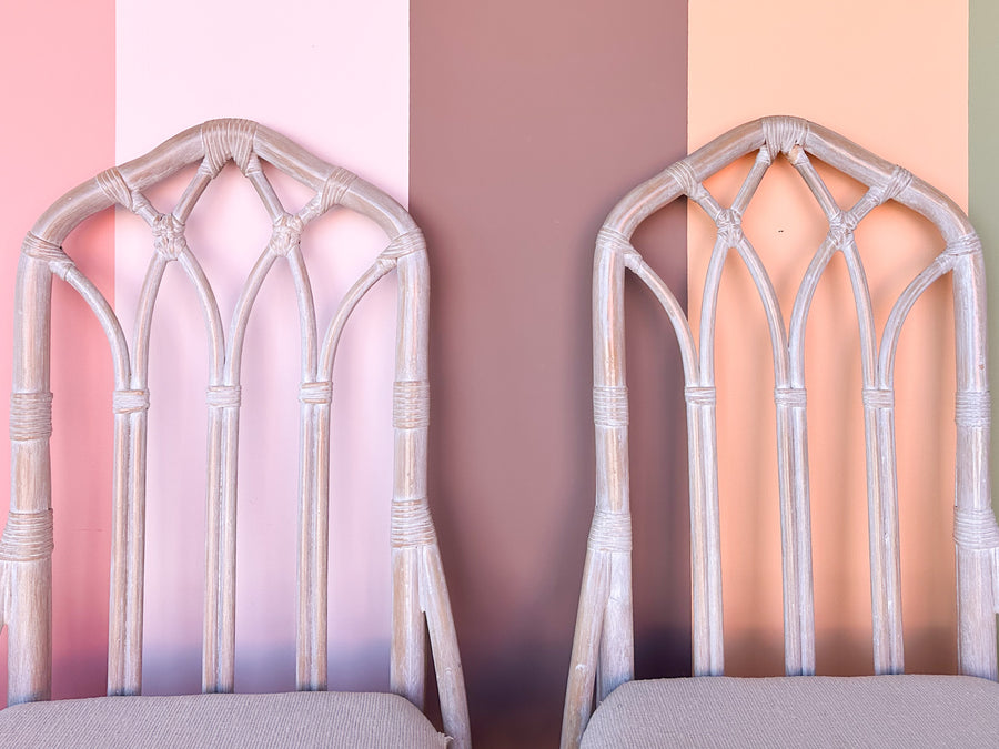 Set of Four McGuire Style Cathedral Dining Chairs