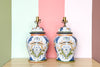Pair of Hand Painted Pottery Jar Lamps