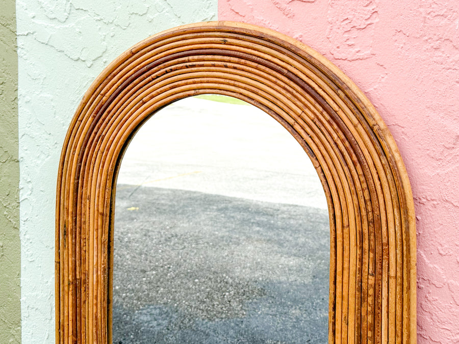 Pencil Reed Rattan Arch Mirror