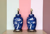 Pair of Navy Cherry Blossom Lamps