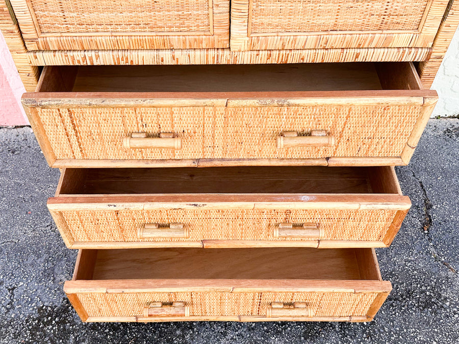 Island Style Rattan Wrapped Cabinet
