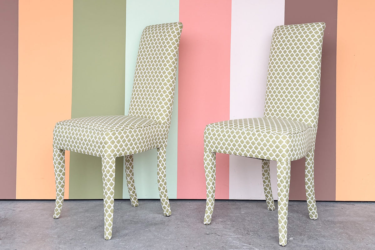 Pair of Pretty Preppy Upholstered Side Chairs