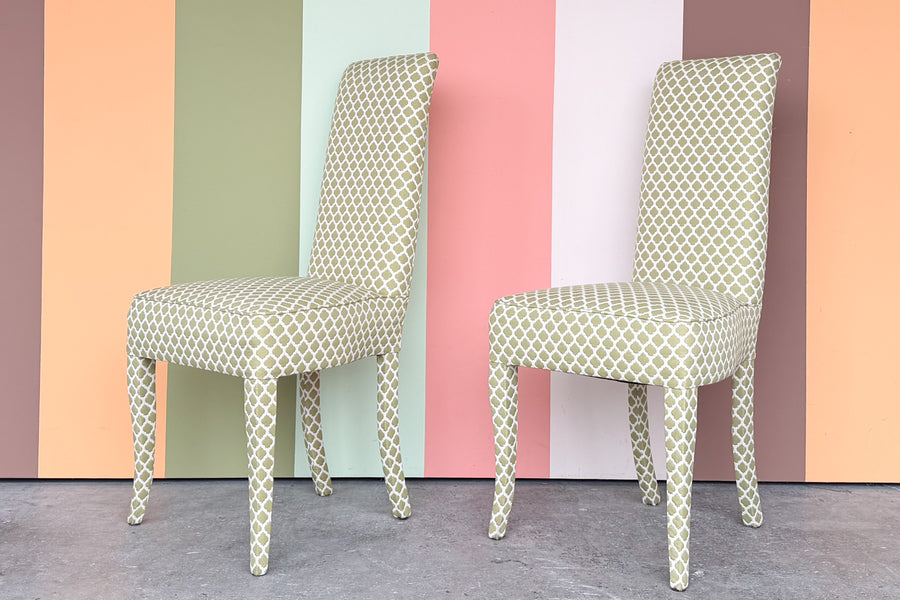 Pair of Pretty Preppy Upholstered Side Chairs