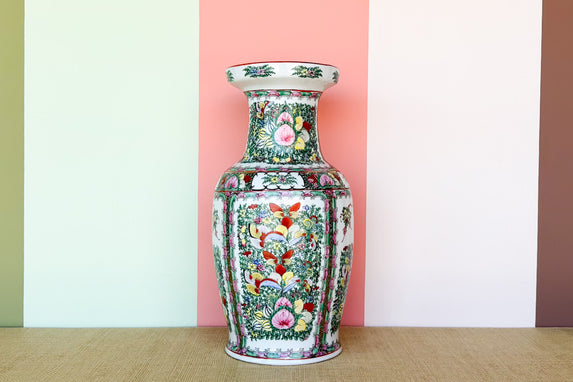 Large Colorful Chinoiserie Vase