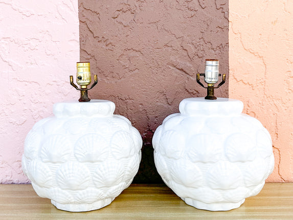 Pair of Cute Coastal Shell Lamps