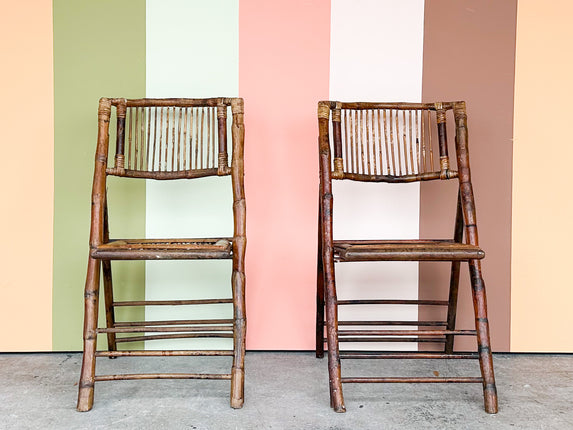 Pair of Bamboo Folding Chairs