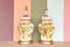 Pair of Hand Painted Bouquet Ginger Jar Lamps