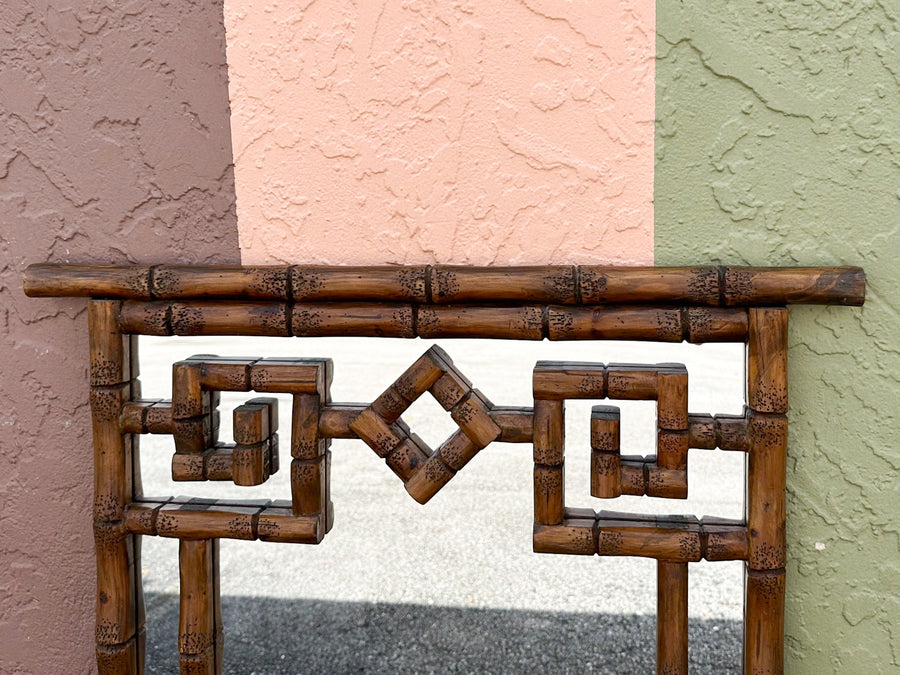 Handsome Faux Bamboo Greek Key Mirror