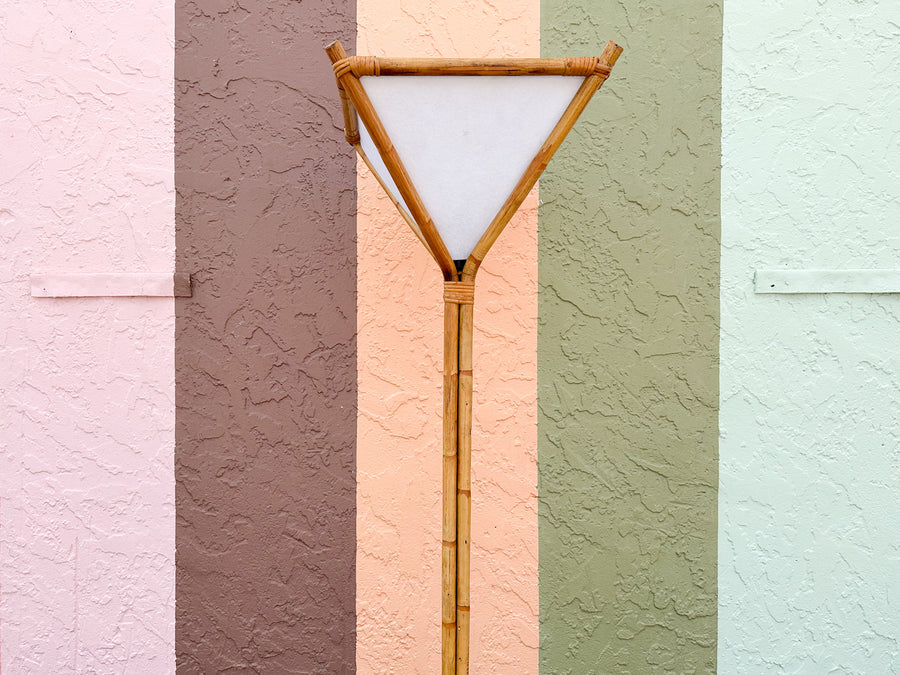 Old Florida Rattan Floor Lamp