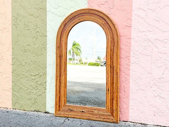 Pencil Reed Rattan Arch Mirror