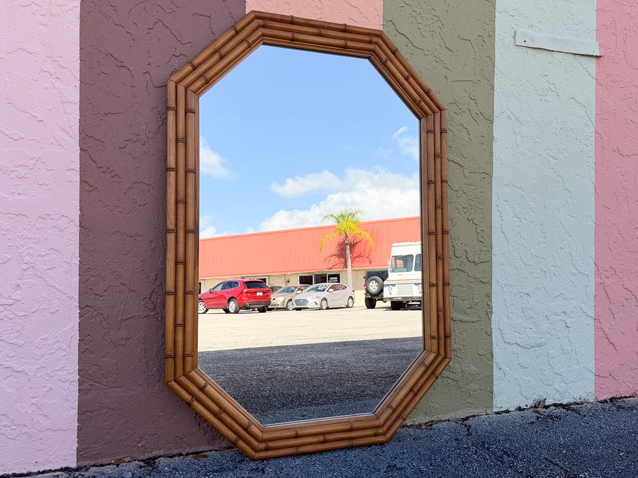Faux Bamboo Octagon Mirror