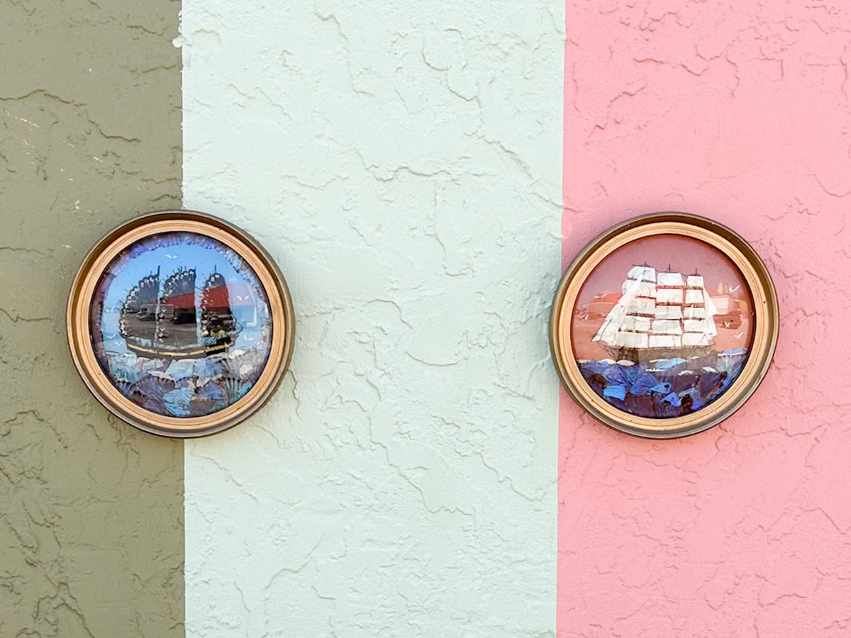 Pair of Sailing Ships Butterfly Art