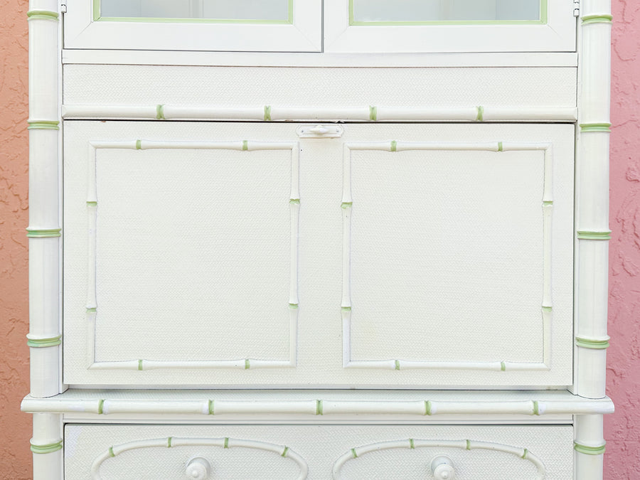 Pair of Thomasville Faux Bamboo Cabinets