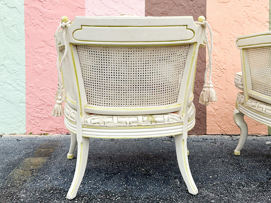 Pair of Regency Style Cane Barrel Chairs