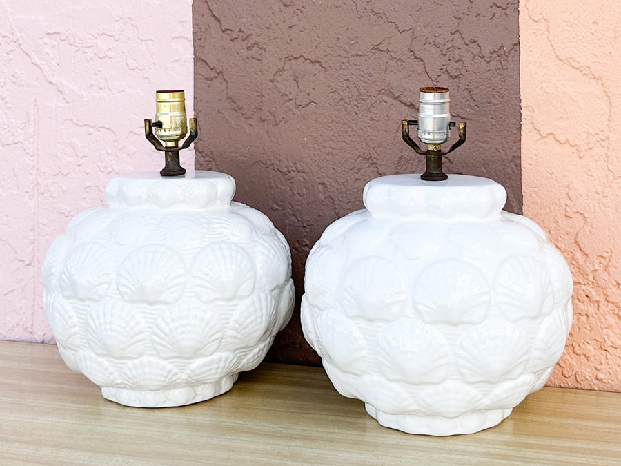 Pair of Cute Coastal Shell Lamps