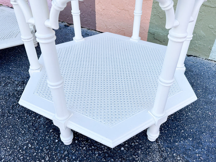 Pair of Faux Bamboo Octagon Side Tables