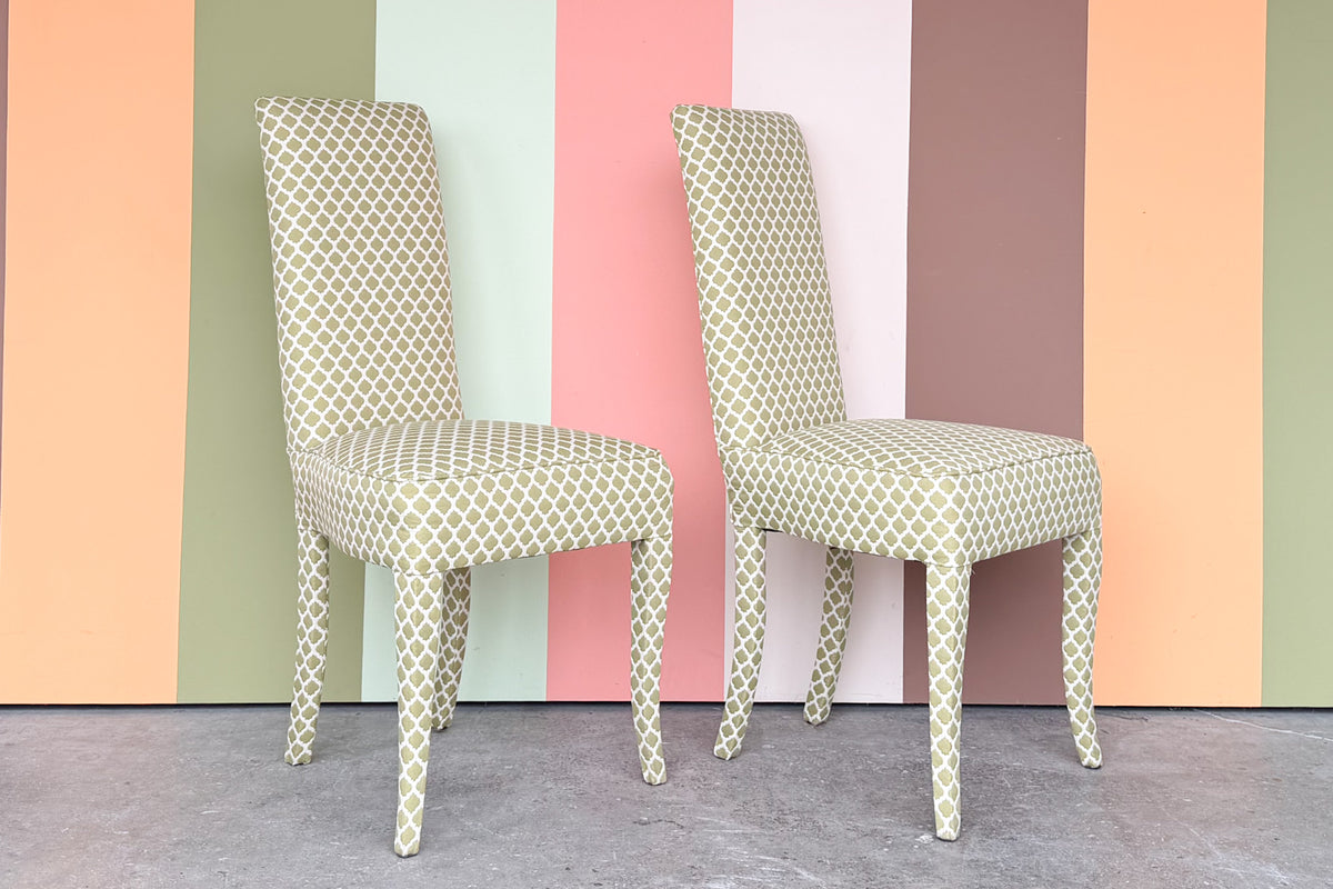Pair of Pretty Preppy Upholstered Side Chairs