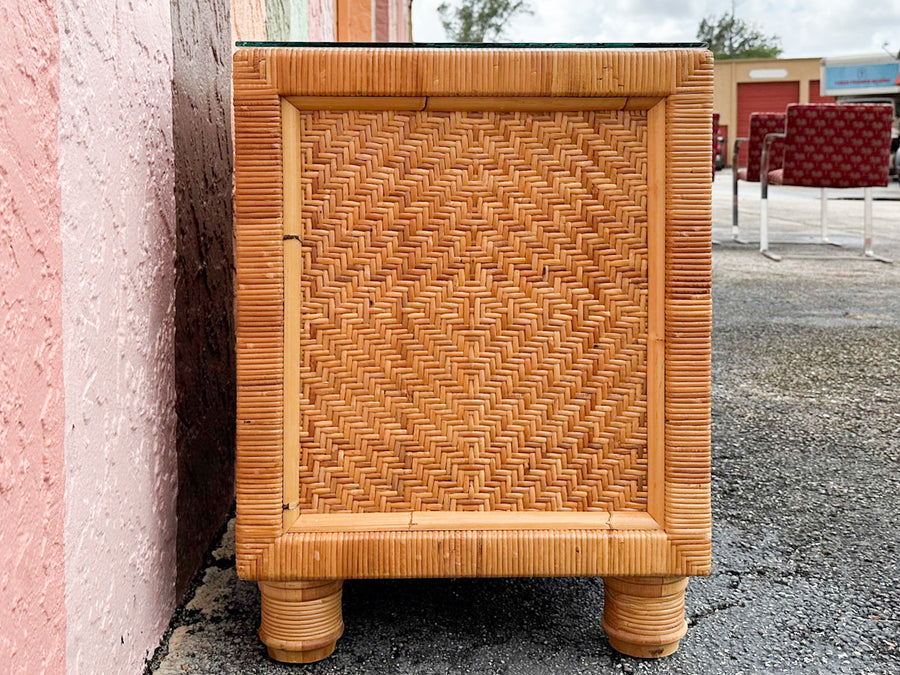 Pair of Rattan Wrapped Nightstands