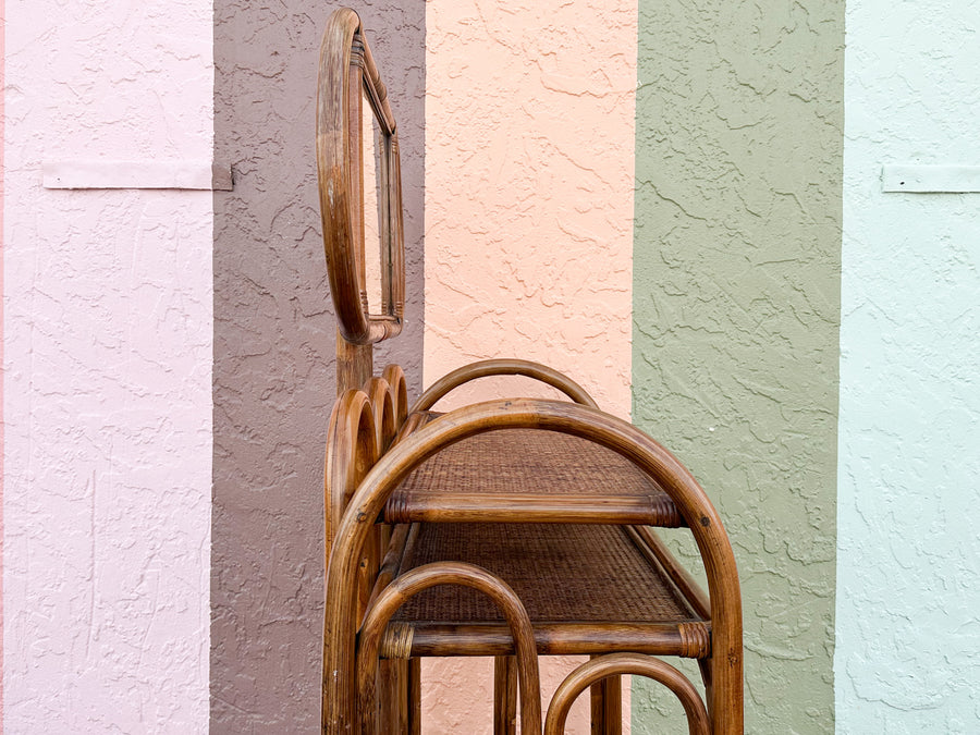 Mirrored Rattan Vanity