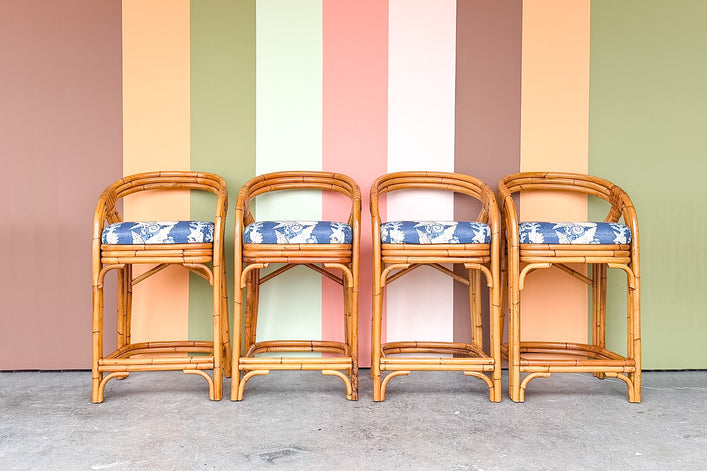 Set of Four Rattan Bar Stools
