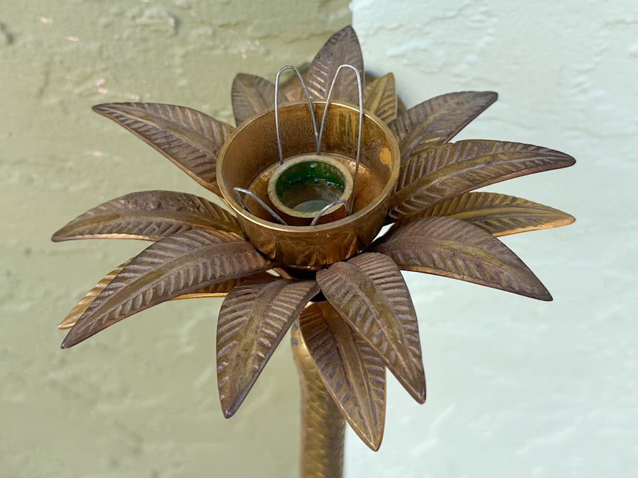 Pair of Brass Palm Tree Candle Holders