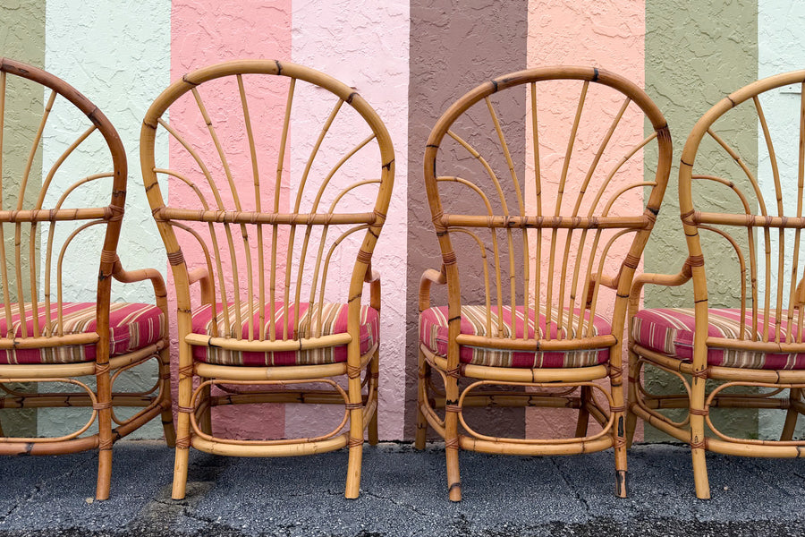 Set of Six Balloon Back Rattan Dining Chair