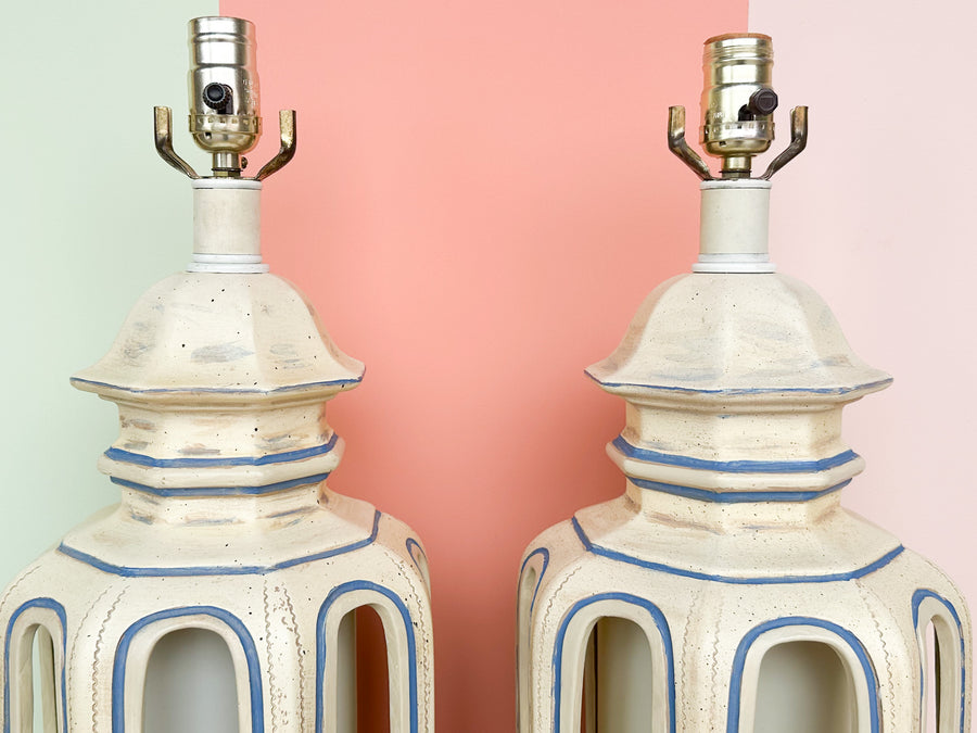 Pair of Pagoda Inspired Lamps
