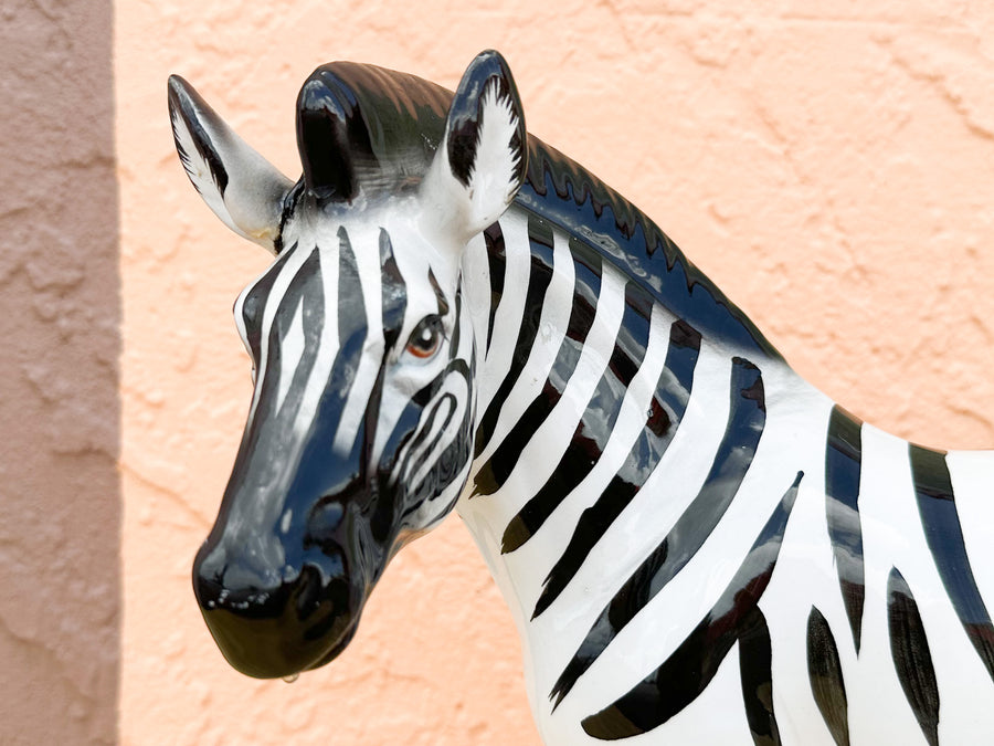 Ceramic Standing Zebra Statue