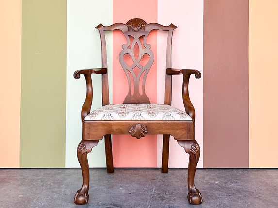 Wood Shell Motif Arm Chair