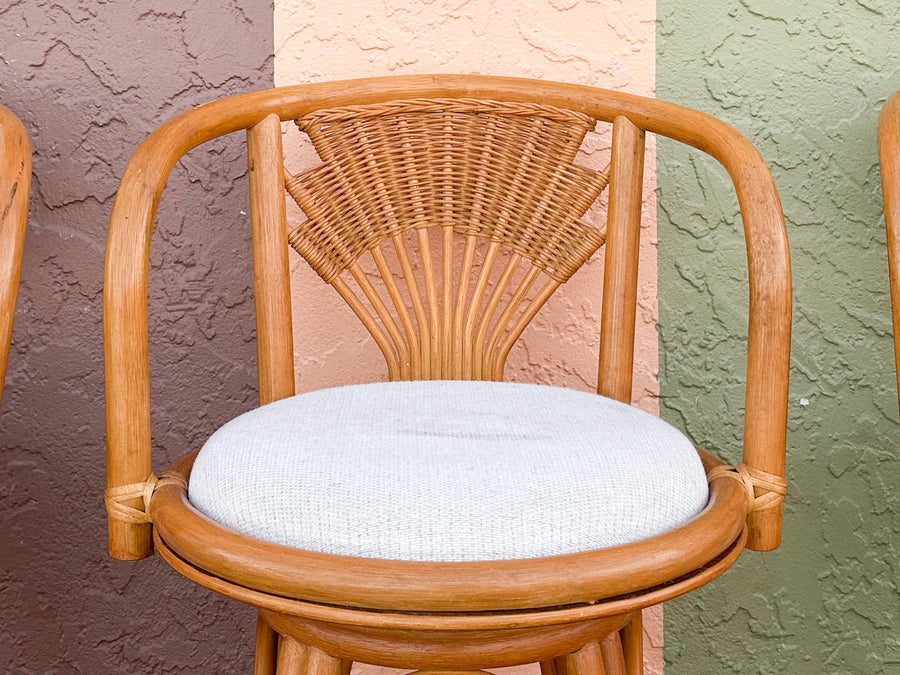 Set of Three Rattan Bar Stools