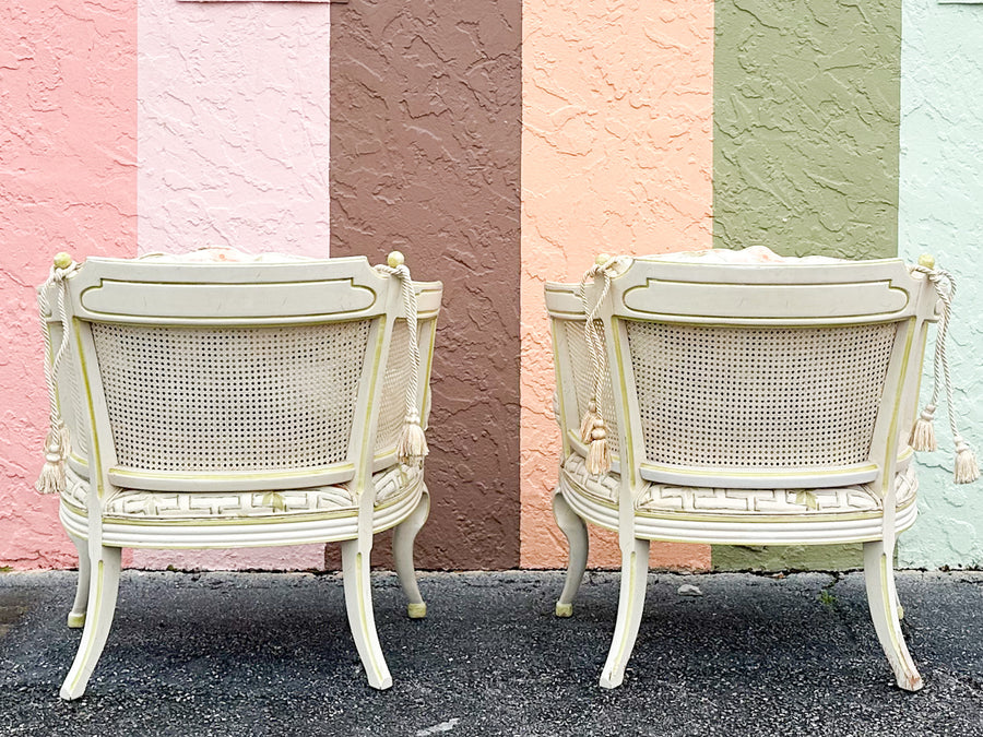 Pair of Regency Style Cane Barrel Chairs