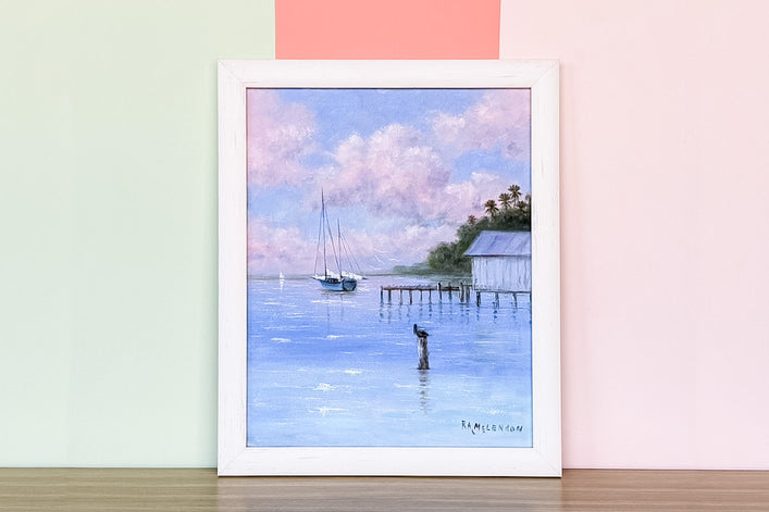 Pink Skies Sailboat Original Art