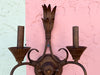 Pair of Metal Palm Leaf Wall Sconces