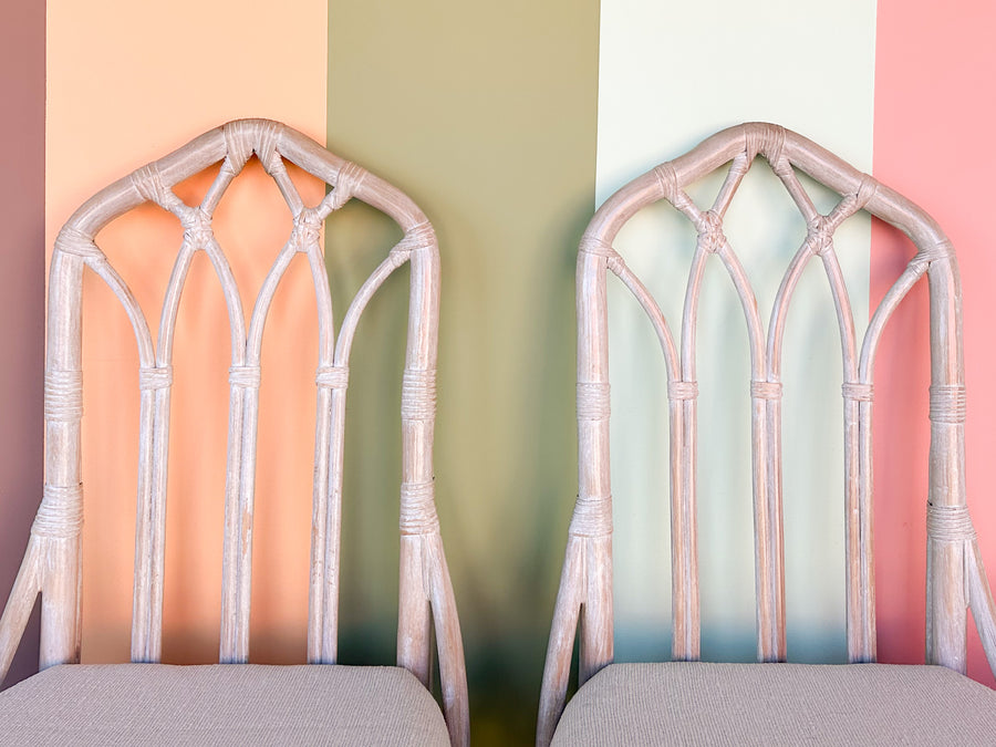 Set of Four McGuire Style Cathedral Dining Chairs