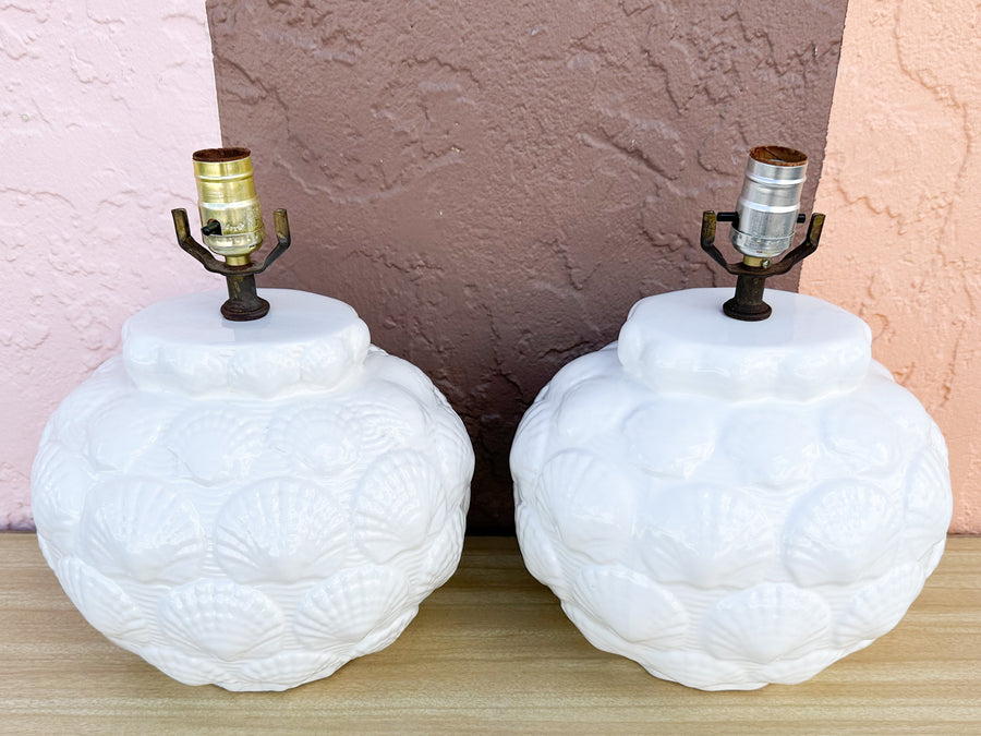 Pair of Cute Coastal Shell Lamps