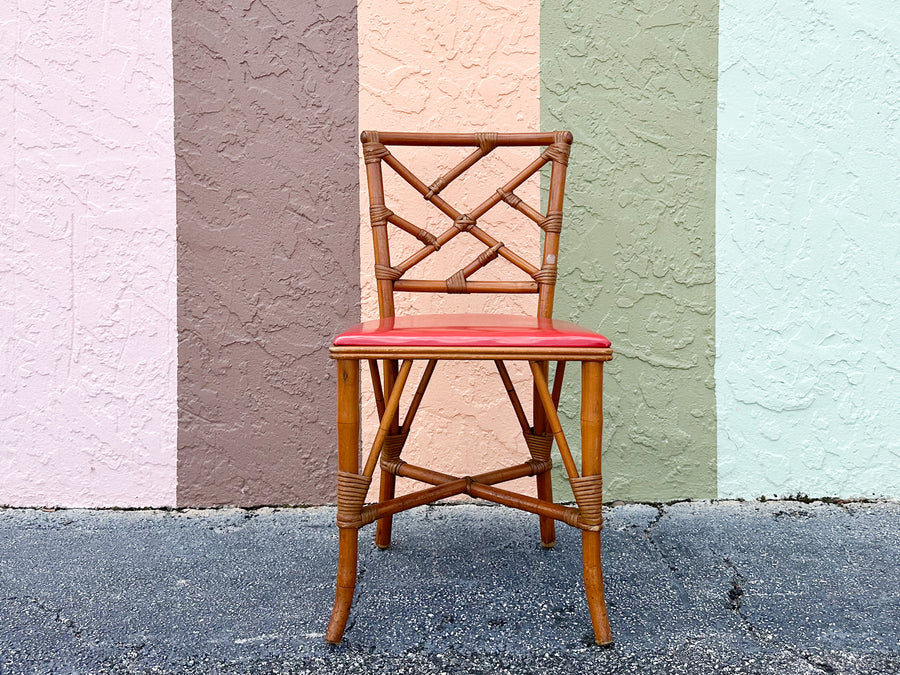 Set of Four Rattan Chippendale Chairs