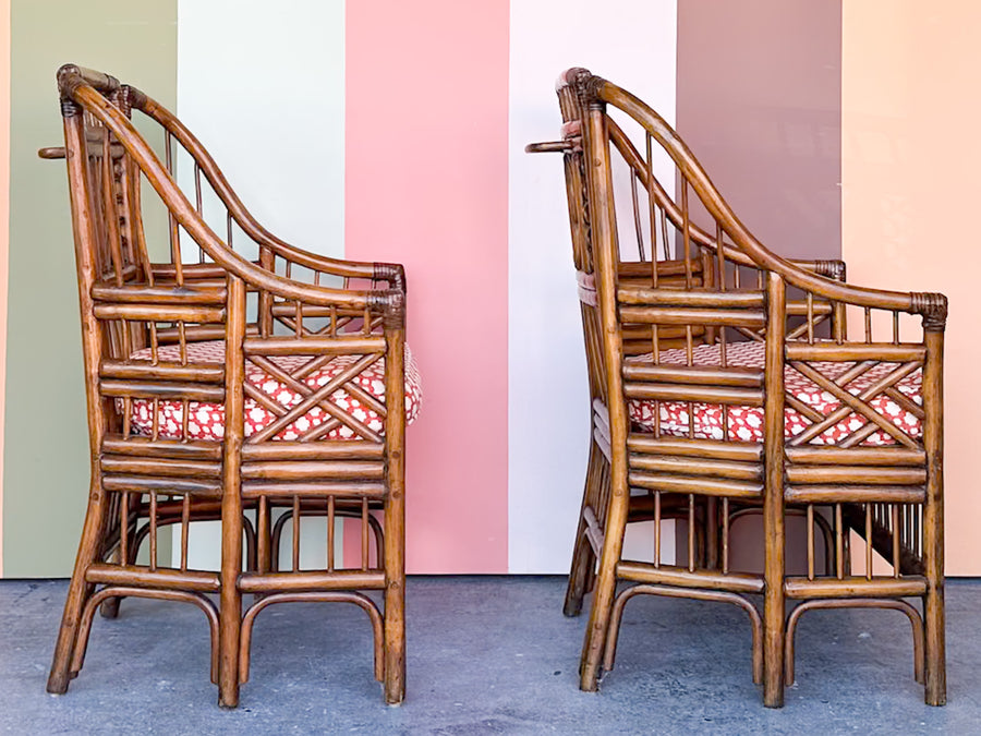 Pair of Brighton Style Rattan Arm Chairs