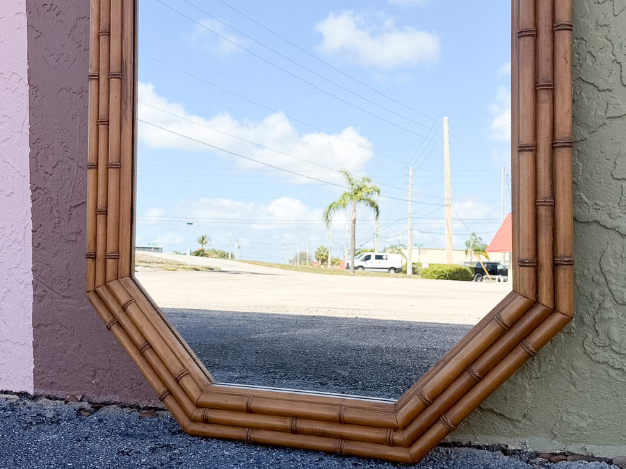 Faux Bamboo Octagon Mirror