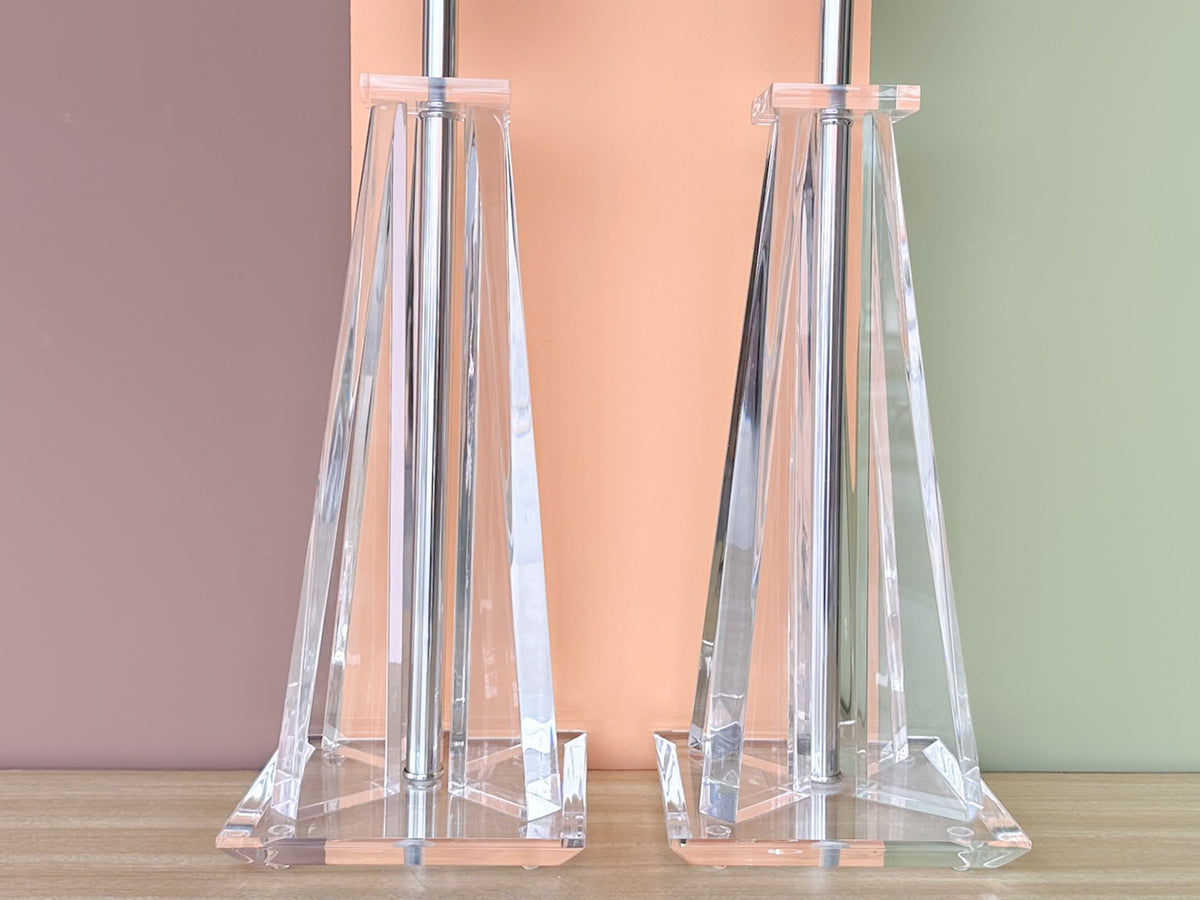 Pair of MCM Lucite Lamps