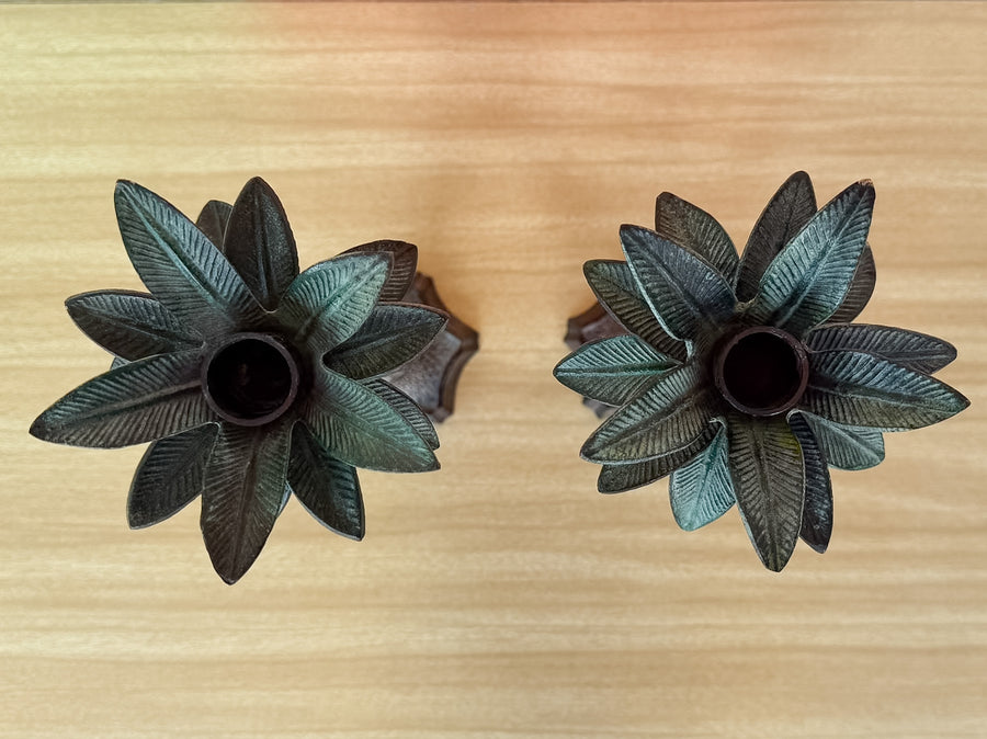 Pair of Palm Tree Candle Holders