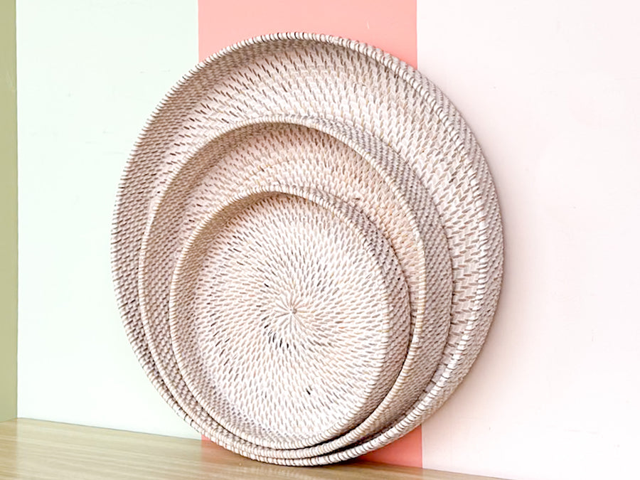 Trio of Round Rattan Trays