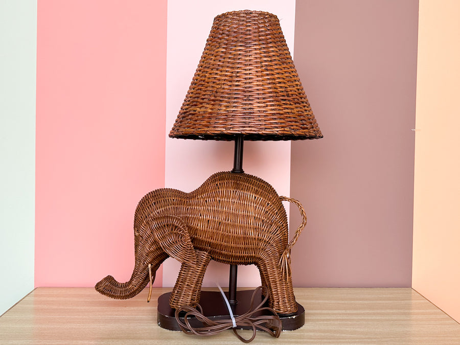 Adorable Wicker Elephant Lamp