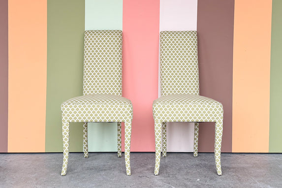Pair of Pretty Preppy Upholstered Side Chairs